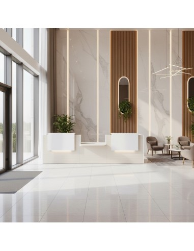 Meuble de réception clair dans un espace d'accueil d'hôtel