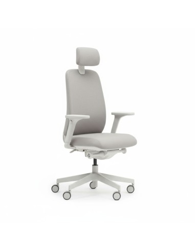Chaise de bureau Belt BE 1T3 gris clair avec appui-tête réglable – vue de trois quarts