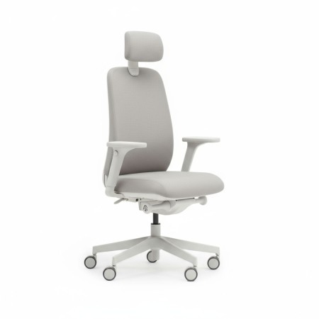 Chaise de bureau Belt BE 1T3 gris clair avec appui-tête réglable – vue de trois quarts