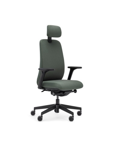 Chaise de bureau Belt BE 1T3 noire avec appui-tête – vue de trois quarts