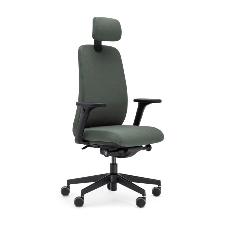 Chaise de bureau Belt BE 1T3 noire avec appui-tête – vue de trois quarts