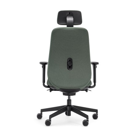 Siège de travail Belt BE 1T3 noir, base cinq branches sur roulettes dos