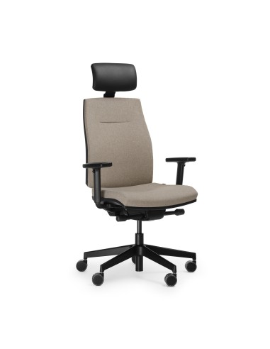 Chaise de bureau Corr CJ 103 noire avec appui-tête – vue de trois quarts