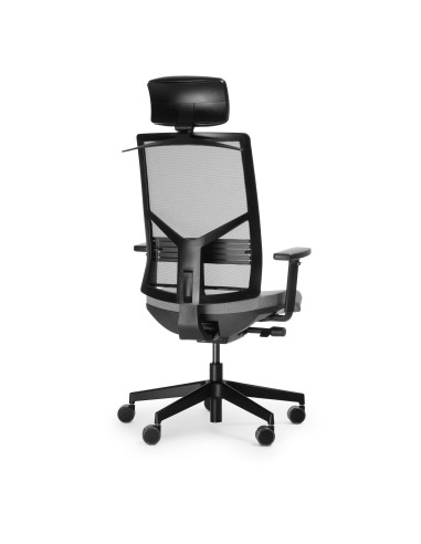 Fauteuil Eleven EL 103 noir – base pivotante à cinq branches et roulettes dos