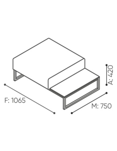 Dimensions du module individuel d’angle, combinant assise, dossier et accoudoir pour une configuration complète. - Plint