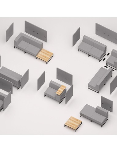 Vue d’ensemble des différents modules Plint, permettant d’imaginer des configurations variées et modulables. - Plint