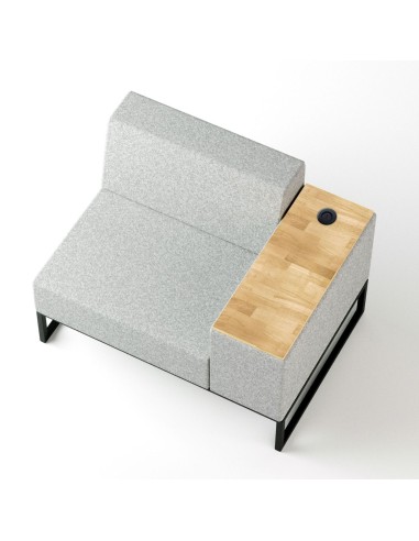 Vue en perspective d’un module avec tablette intégrée, illustrant son design fonctionnel et élégant. - Plint