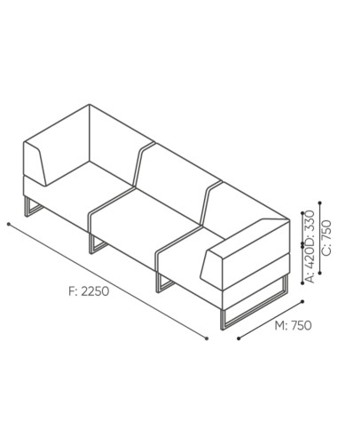 Vue en perspective de plusieurs configurations possibles des modules d’assise Plint. - Plint