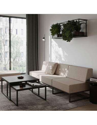 Un salon moderne et lumineux mettant en avant un agencement complet de modules Plint. - Plint