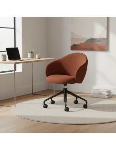 Chaise Volta tapissée rouge 5 roulettes dans un bureau design – Volta