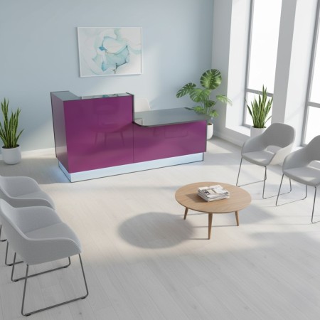 Meuble de réception noir avec accès PMR et tablette intégrée 2