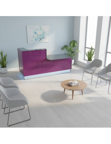 Banque d'accueil noir avec module bas et siège de travail noir et gris