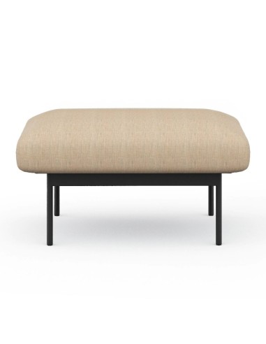 Banquette tapissée beige avec piètement noir, au design épuré et contemporain. - Fora Office