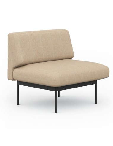 Fauteuil tapissé beige au design épuré avec structure en métal noir. - Fora Office