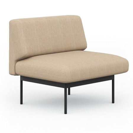 Fauteuil tapissé beige au design épuré avec structure en métal noir. - Fora Office