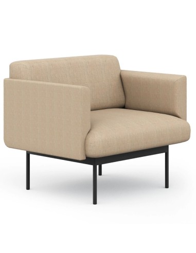 Fauteuil tapissé beige avec accoudoirs, confort et style moderne. - Fora Office