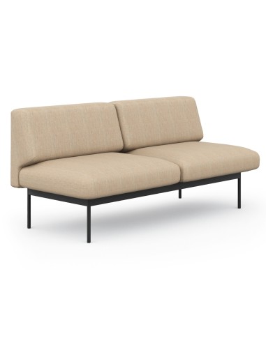 Canapé tapissé beige à deux places avec structure métallique fine. - Fora Office