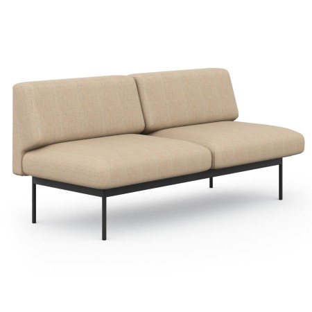 Canapé tapissé beige à deux places avec structure métallique fine. - Fora Office