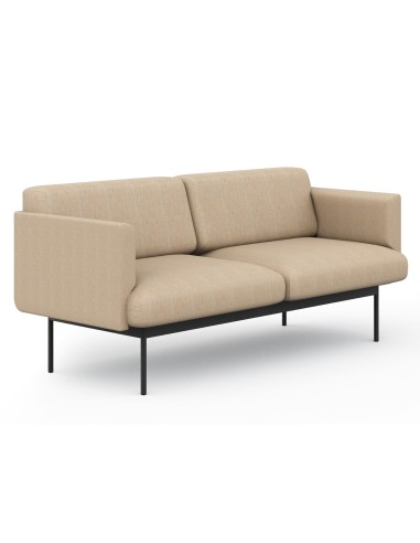 Canapé tapissé beige deux places avec accoudoirs, design sobre et raffiné. - Fora Office