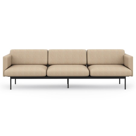 Vue de face du canapé tapissé trois places, assise profonde et dossier moelleux. - Fora Office