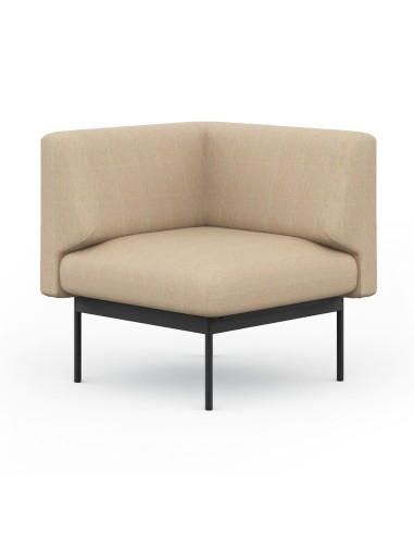 Fauteuil d’angle tapissé beige avec piètement métallique noir, design fonctionnel. - Fora Office