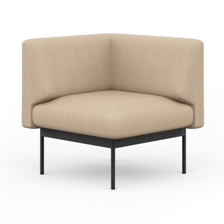 Fauteuil d’angle tapissé beige avec piètement métallique noir, design fonctionnel. - Fora Office