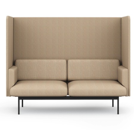 Canapé tapissé deux places avec dossier haut et structure métallique fine. - Fora Office