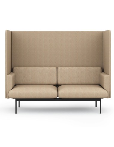 Canapé tapissé deux places avec dossier haut et structure métallique fine. - Fora Office