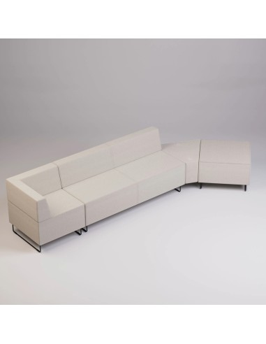 Banquette longue tapissée crème, parfaite pour halls ou espaces publics. - Quadra