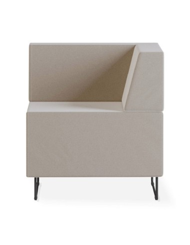 Fauteuil d’angle tapissé beige avec structure fine et lignes géométriques. - Quadra
