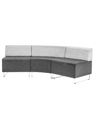 Modules courbés en tissu gris clair créant une assise conviviale. - Quadra