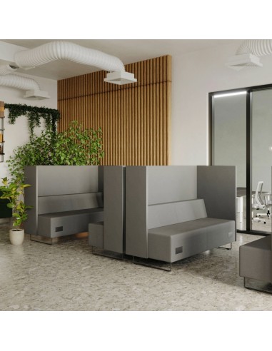 Banquette d’extérieur intégrée à un espace lumineux et végétalisé. - Quadra