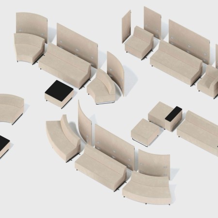 Disposition circulaire de modules clairs favorisant les échanges. - Quadra