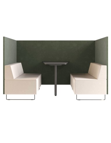 Deux assises face à face séparées par une table centrale noire. - Quadra