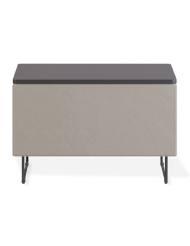 Vue arrière d’un module beige à dossier tapissé et piétement fin. - Quadra