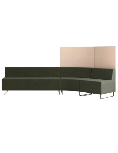 Banquette verte et beige avec dossier haut sur piétement noir. - Quadra