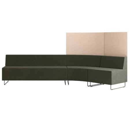 Banquette verte et beige avec dossier haut sur piétement noir. - Quadra
