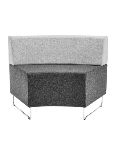 Banquette d’angle grise tapissée avec dossier haut. - Quadra