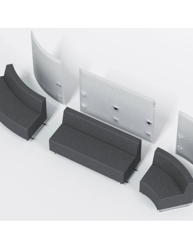 Modules incurvés gris formant un ensemble semi-circulaire. - Quadra