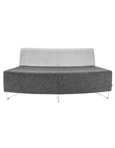 Banquette droite grise à base métallique noire et assise épaisse. - Quadra