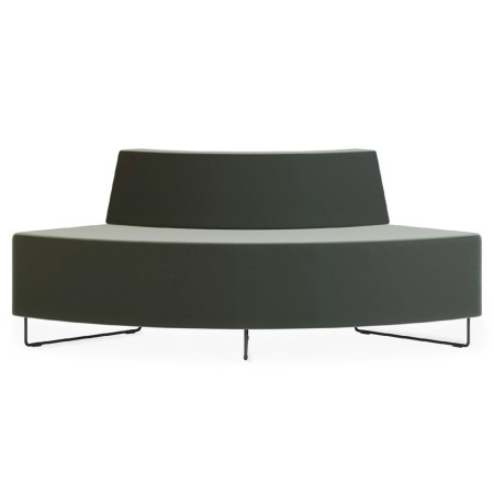 Banquette incurvée verte avec base noire et dossier droit. - Quadra