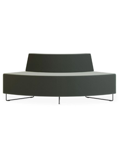 Banquette incurvée verte avec base noire et dossier droit. - Quadra