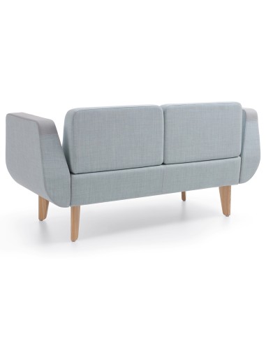 Canapé gris clair moderne avec pieds bois et dossier capitonné. - U Floe