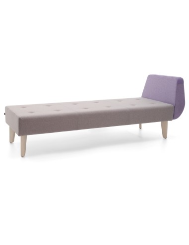 Méridienne violette à dossier incliné et structure bois clair. - U Floe