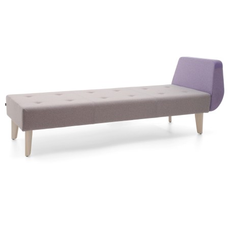 Méridienne violette à dossier incliné et structure bois clair. - U Floe