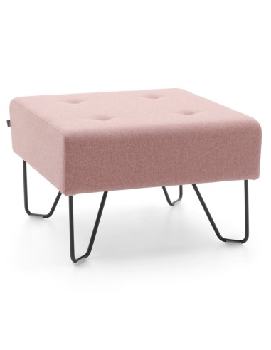 Pouf rectangulaire rose clair avec base métallique noire. - U Floe