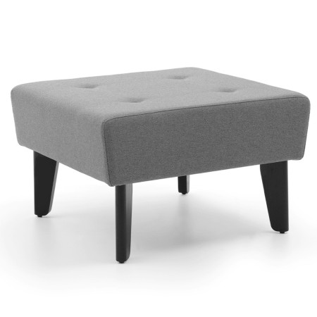 Pouf gris compact au design minimaliste et pieds en bois foncé. - U Floe