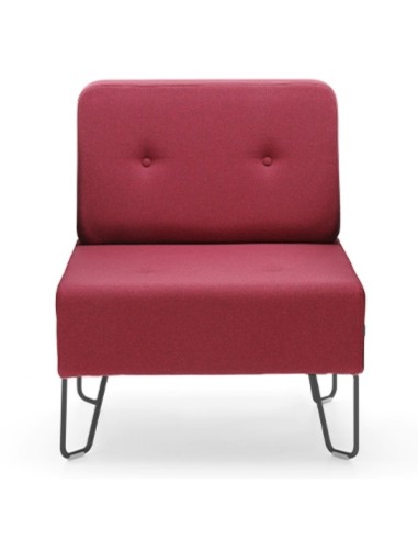 Petite banquette rouge à dossier boutonné et pieds métalliques fins. - U Floe