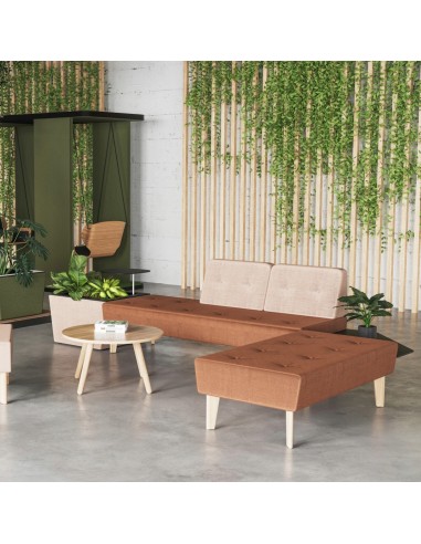 Espace détente moderne avec assises pastel et ambiance douce. - U Floe