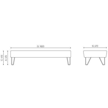 Dimensions du module d’assise sans dossier assorti. - U Floe